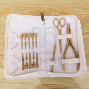 ชุดเครื่องมือต่อผมสำหรับนักเรียนมืออาชีพชุดเครื่องมือสำหรับต่อผมลูกปัดขนาดเล็กและอุปกรณ์เสริมชุดเคสหนังพกพาสีขาว - Product Image 6