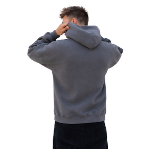 <b>Mens</b> Dark Grey Oversized Hoodie <b>Pullover</b> 50% Cotton 50% Polyester Drop Shoulder Streetwear Relaxed Fit Winter Sweatshirt - Product Image 6
