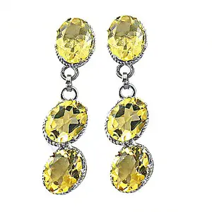 Women's <b>Citrine</b> Gemstone Dangle Earrings 925 Silver Freshwater Pearl Drop <b>Pendant</b> 18K Gold Plated Jewelry - Product Image 2