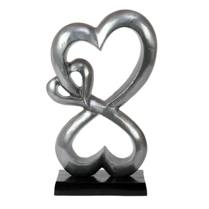 Coeur de famille en aluminium Petite sculpture avec base noire Sculptures en aluminium faites à la main Décoration abstraite Fournisseur en gros 2023 - Product Image 1