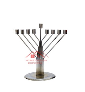 Menorá de Latón Niquelado de Alta Calidad, Decoración Religiosa para Iglesia Judía, Candelabro de Aspecto Premium - Product Image 4