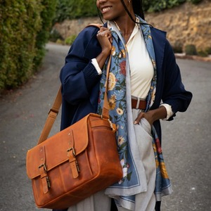 Torres Vintage 16 Maletín para portátil Cartera de cuero genuino Cartera Patrón de caramelo Moda Notebook Tablet Messenger Bag - Product Image 3