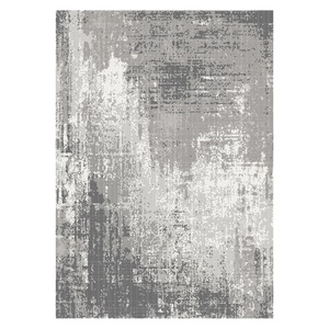 Tapis de salon en chenille gris argenté à motif design imprimé numériquement, lavable en machine, antidérapant - RUGS DEPOT LXDP-0820 (vente en gros) - Product Image 1