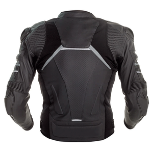 Veste de moto haute Performance en cuir aérodynamique noir/gris Armures approuvées CE Veste de moto de protection de course pour hommes - Product Image 4