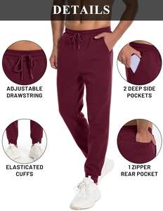 Pantalon de survêtement droit en toile 100 % coton délavé foncé pour homme, léger et décontracté, avec poches zippées, idéal pour l'entraînement - Product Image 6