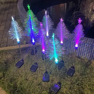 Lampu Led tenaga surya warna-warni, lampu dekorasi taman pohon Mode induksi Pentagram serat Pentagram untuk liburan