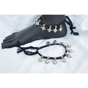 new arrival handmade trending silver look alike beads traditional latest <b>fashionable</b> <b>anklet</b> set for womens and girls - Product Image 3