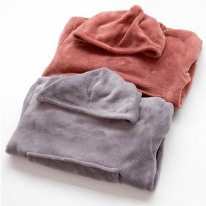 Coral Fleece Soft Elastic Waist <b>Thermal</b> Elegant Spring Autumn Hooded Long Sleeves Pajama Sets Home & Sleep Wear - Product Image 3