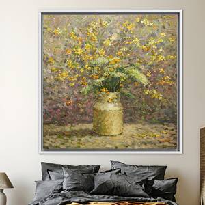 Toile imprimée : Décoration murale florale abstraite avec des fleurs jaunes, TOILE ENCADRÉE BLANCHE - Product Image 1