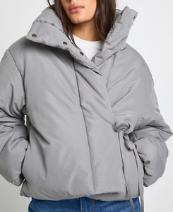 High Quality Custom Made Solid Color Hip Hop Style <b>Crop</b> Bubble <b>Jacket</b> Without Front Zip Streetwear Lightweight Warm <b>Jacket</b> - Product Image 3