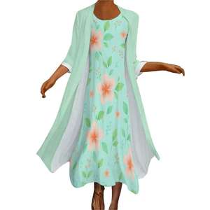 Ensemble de robes longues à fleurs pour invités de mariage d'été Robe longue élégante en fleur de menthe Tenue élégante pour occasions - Product Image 5