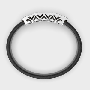 IGI Certified Lab Grown Round Diamond Geometric Leather Bracelet for <b>Men</b> in Solid 925 Sterling Silver - Product Image 4