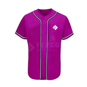 Uniforme de baseball pour hommes sur mesure OEM, 100% polyester respirant, séchage rapide, grande taille, logo personnalisé du nom de l'équipe sur le devant, manches courtes - Product Image 3