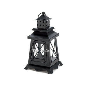 Attractive Design <b>Candle</b> <b>Lantern</b> In Glass And Iron <b>Black</b> Color Hanging <b>Lantern</b> For Outdoor And Indoor Use - Product Image 1