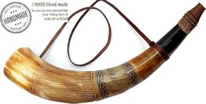 High Polished Customizable Natural Buffalo Viking <b>Horn</b> Gift With Leather Carrying Strap For Norse History <b>Fans</b> At Lowest Price - Product Image 2