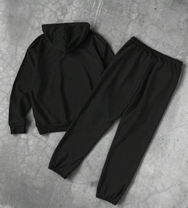 Ensemble survêtement en coton avec logo personnalisé, vêtements de sport décontractés, sweat-shirt et jogging pour hommes - Product Image 4