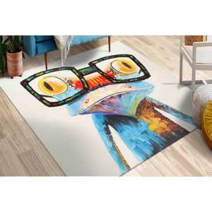 Tapis Grenouille Arc-en-ciel avec Lunettes : Tapis Animalier Coloré Antidérapant, Tapis Doux à Poils Longs - Product Image 3