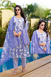 Ensemble de matériel de robe de style vintage en pur coton avec imprimés de broderie - Product Image 3