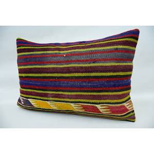 Cojín decorativo tejido de 16x24 pulgadas con patrón Vintage Multicolor Kantha Patchwork Wool - Product Image 3