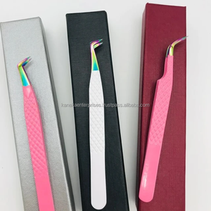 Pinces à cils professionnelles en acier rose, pointe multi-acier inoxydable, texture lisse, antistatique, durable, outil pour cils volumineux, personnalisable - Product Image 4