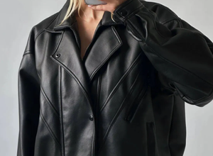 Chaquetas de cuero de moda de color negro para mujer Chaqueta de cuero genuino para ropa de invierno - Product Image 2