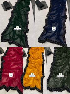 Dernier vêtement ethnique indien pour femme Travail non cousu Georgette Soie Saree Design couleur numérique Imprimé Blouse Viscose Rayonne - Product Image 5