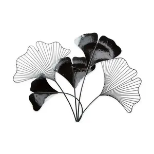 Artisanat métallique moderne, œuvre d'art suspendue à une échelle, décoration intérieure, sculpture 3D, forme ronde, motif horizontal - Product Image 3