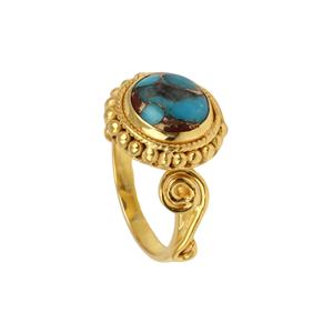 2025 joyería de latón de moda para mujer anillo de piedras preciosas turquesa redondo diseñador chapado en oro regalo de boda hecho a mano para niñas y mujeres - Product Image 2