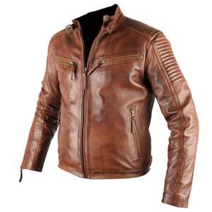 เสื้อแจ็กเก็ตหนังแวกซ์ของผู้ชายสำหรับขี่มอเตอร์ไซด์เสื้อแจ็คเก็ตหนังแวกซ์สำหรับแข่งรถมอเตอร์ไซค์ตามสั่ง - Product Image 3