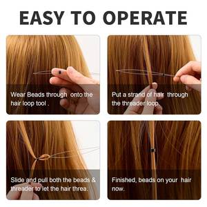 Kit d'outils d'extension de cheveux en acier inoxydable boucle aiguille tirant crochet et enfileur fil perles dispositif pour cheveux sur prix de gros - Product Image 4