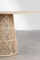 Nouveau design!!! VINTAGE BOHO TABLE À MANGER RONDE PLIANTE EN BOIS ROTIN FAIT MAIN-TABLE BASSE RONDE