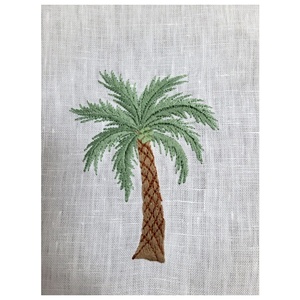 Serviette de Cocktail en lin 6x9 pouces avec broderie de palmier personnalisée de haute qualité pour Bar maison, vente en gros - Product Image 6