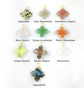 Pendentif en pierre précieuse de trèfle à facettes en Quartz de fraise, argent Sterling 925, or Vermeil, breloque en pierre précieuse, pendentif en pierre de naissance octobre - Product Image 2