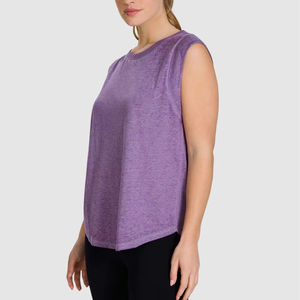 Wholesale cotton womens tank <b>top</b> sleeveless fashion summer gym yoga <b>crop</b> wear breathable design with custom logo printing - Product Image 5