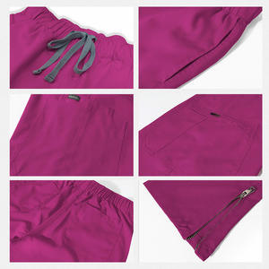 Conjunto de Uniforme Médico Personalizado para Mujer, Elegante, de Mezcla de Algodón y Denim, con Cremallera de Detección de Agujas, Cinturón y Pantalones a Juego para Uso Hospitalario - Product Image 5