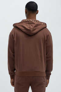Sweat à capuche unisexe personnalisé brodé avec fermeture éclair métallique, 100% coton molleton, coupe classique - Product Image 4