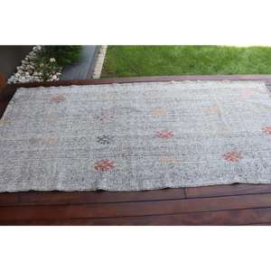 Alfombra Kilim Vintage de 3,6x7,9 pies, Alfombra Turca de Lana con Diseño de Patchwork Gris - Product Image 3