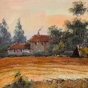 20 In× 24 in arte 100% dipinti ad olio dipinti a mano Design classico campo blu incorniciato arte della parete per soggiorno in stile Art déco - Product Image 1