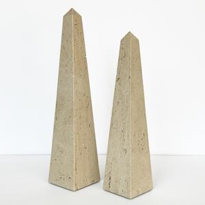 Escultura de Obelisco de Travertino de Lujo, Monumento Decorativo de Piedra Natural Hecho a Mano para Sala de Estar, Cocina, Oficina en Casa - Product Image 1