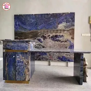China-Werk blauer Marmor für Wand Platte Natursteine Fliesenscheiben hochwertig blau Brasilien Luxus-Steintischplatte