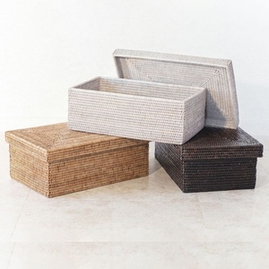 Venta al por mayor cajas de bandeja de ratán soportes de almacenamiento rectangulares multicolores personalizados cesta muchos tamaños para ropa de cama de almohada directamente verificado - Product Image 3