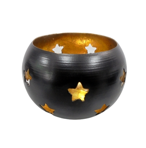 Porte-bougie décoratif en fer couleur feuille d'or nouveau design pot à bougie pour salon et décoration de Noël fait à la main - Product Image 1