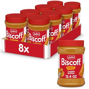 Lotus Biscoff, Crema de Galletas CRUNCHY, Sin GMO + Vegano, Frasco de 13.4 Oz (Paquete de 8) - Product Image 1
