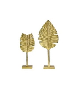 2Pcs Métal Feuille de Fer Décor Sculpture Plume Statue Home Room Table Decor - Product Image 1