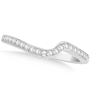 14K White Gold Diamond Accented Contour Shape Wedding <b>Band</b> 0.20ct Diamond <b>Rings</b> - Product Image 2