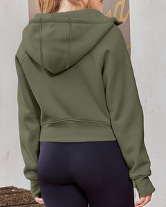 Sudadera con capucha de forro polar para mujer, con cremallera frontal, bordada, con estampado acid wash, estilo urbano, deportiva, al por mayor, lisa - Product Image 6