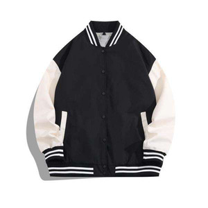 Personalizado de gran tamaño ocio personalizado parche bordado manga de cuero béisbol Letterman de talla grande suéter abrigo Varsity chaqueta para hombres - Product Image 4