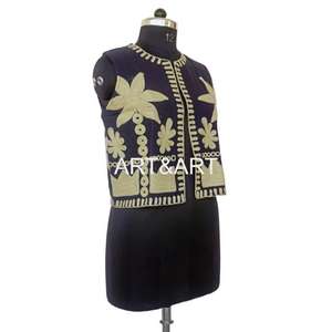 <b>Women's</b> O-Neck Cotton Suzani Jacket with Hand Embroidery Casual Short <b>Waistcoat</b> for Autumn and Winter Seasons - Product Image 3