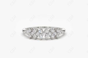 Best Selling Classic Design Round Lab Grown Diamond Stackable Wedding Band Triple <b>Row</b> CVD Diamond Band for Women Cluster Ring - Product Image 3