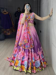 Tela Georgette de calidad superior con estampado floral Lehenga Choli mejor colección para fiestas nueva ropa India pakistaní para - Product Image 4